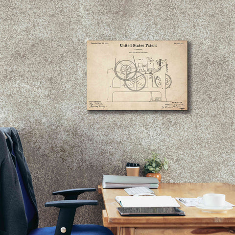 Image of 'Weft Stop Motion for Looms Blueprint Patent Parchment,' Canvas Wall Art,26 x 18
