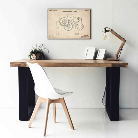 Image of 'Weft Stop Motion for Looms Blueprint Patent Parchment,' Canvas Wall Art,26 x 18