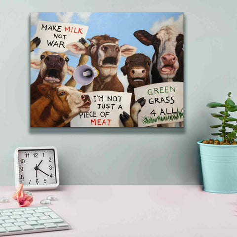 Image of 'Political Moooovement' by Lucia Heffernan, Canvas Wall Art,16x12