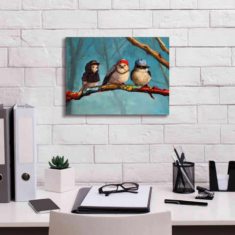 Image of 'Birdz In Da Hood' by Lucia Heffernan, Canvas Wall Art,16x12