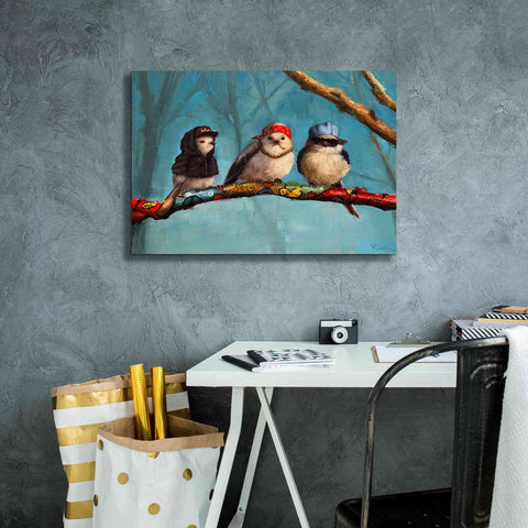 Image of 'Birdz In Da Hood' by Lucia Heffernan, Canvas Wall Art,26x18