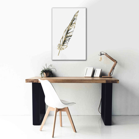 Image of 'Gilded Swan Feather II' by Chris Paschke, Canvas Wall Art,26 x 40