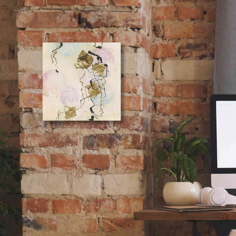 Image of 'Gold Blocks On Pastel I' by Chris Paschke, Giclee Canvas Wall Art,12 x 12