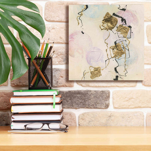 Image of 'Gold Blocks On Pastel I' by Chris Paschke, Giclee Canvas Wall Art,12 x 12