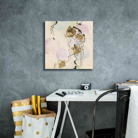 Image of 'Gold Blocks On Pastel I' by Chris Paschke, Giclee Canvas Wall Art,18 x 18