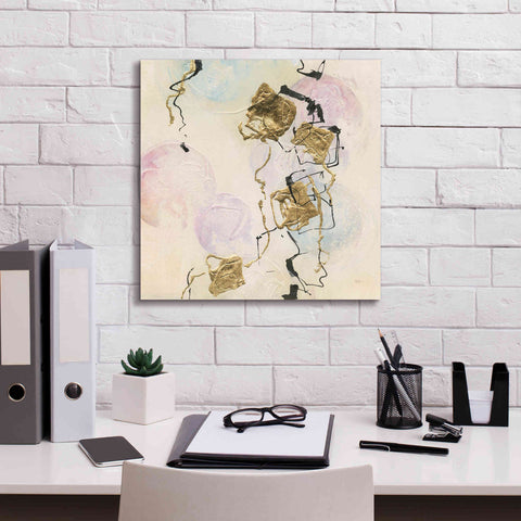 Image of 'Gold Blocks On Pastel I' by Chris Paschke, Giclee Canvas Wall Art,18 x 18