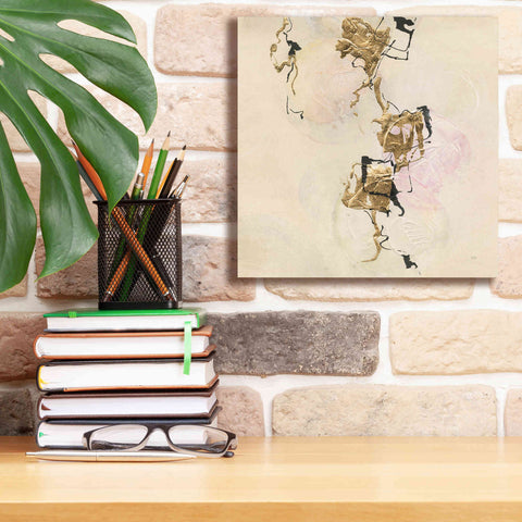 Image of 'Gold Blocks On Pastel II' by Chris Paschke, Giclee Canvas Wall Art,12 x 12