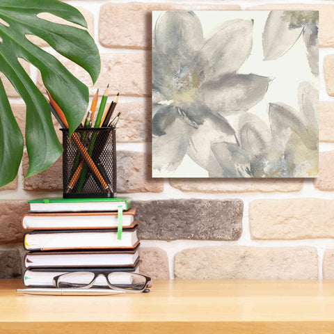 Image of 'Gray And Silver Flowers I' by Chris Paschke, Giclee Canvas Wall Art,12 x 12