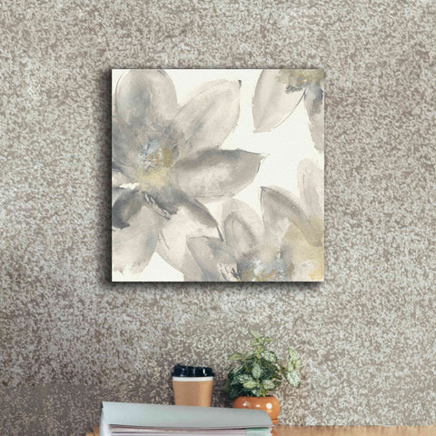 Image of 'Gray And Silver Flowers I' by Chris Paschke, Giclee Canvas Wall Art,18 x 18