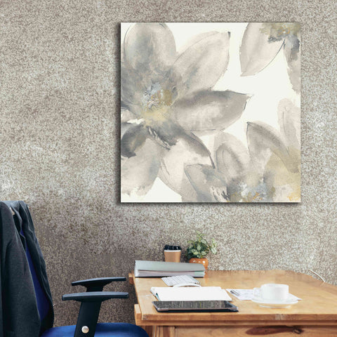 Image of 'Gray And Silver Flowers I' by Chris Paschke, Giclee Canvas Wall Art,37 x 37