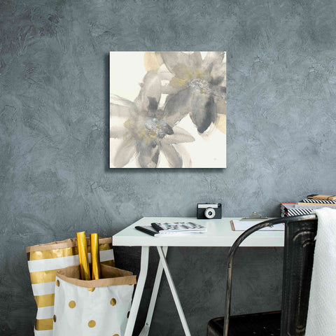 Image of 'Gray And Silver Flowers II' by Chris Paschke, Giclee Canvas Wall Art,18 x 18