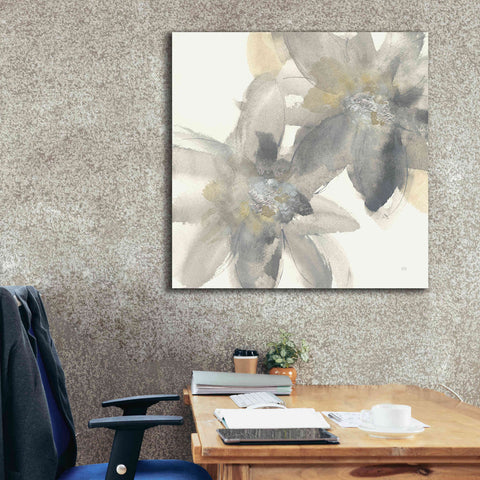 Image of 'Gray And Silver Flowers II' by Chris Paschke, Giclee Canvas Wall Art,37 x 37