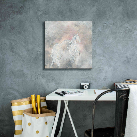 Image of 'Blush Horses II' by Chris Paschke, Giclee Canvas Wall Art,18 x 18
