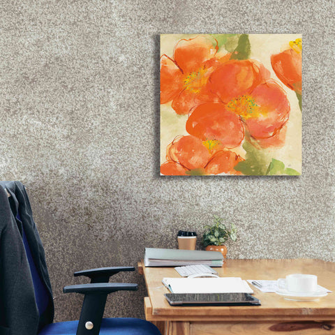 Image of 'Tangerine Poppies I' by Chris Paschke, Giclee Canvas Wall Art,26 x 26