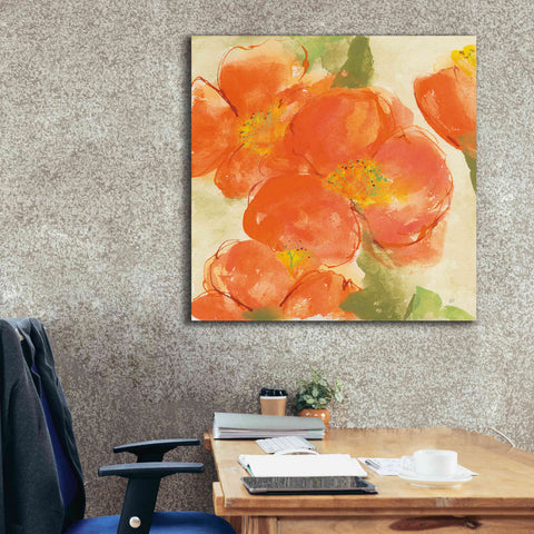 Image of 'Tangerine Poppies I' by Chris Paschke, Giclee Canvas Wall Art,37 x 37