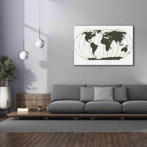 Image of 'World Map Gold Lines' by Chris Paschke, Giclee Canvas Wall Art,60 x 40
