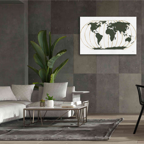 Image of 'World Map Gold Lines' by Chris Paschke, Giclee Canvas Wall Art,60 x 40