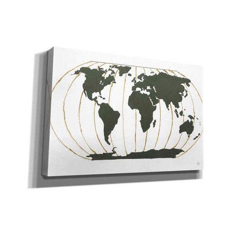Image of 'World Map Gold Lines' by Chris Paschke, Giclee Canvas Wall Art