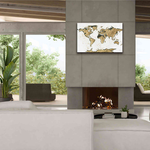 Image of 'World Map Gold Leaf' by Chris Paschke, Giclee Canvas Wall Art,40 x 26