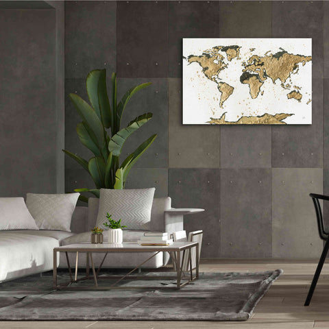 Image of 'World Map Gold Leaf' by Chris Paschke, Giclee Canvas Wall Art,60 x 40