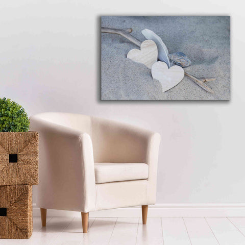 Image of 'Heart And Feather Beach Still' by Andrea Haase, Giclee Canvas Wall Art,40 x 26