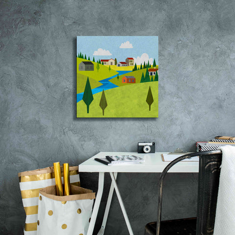Image of 'River Valley Village II' by Andrea Haase, Giclee Canvas Wall Art,18 x 18