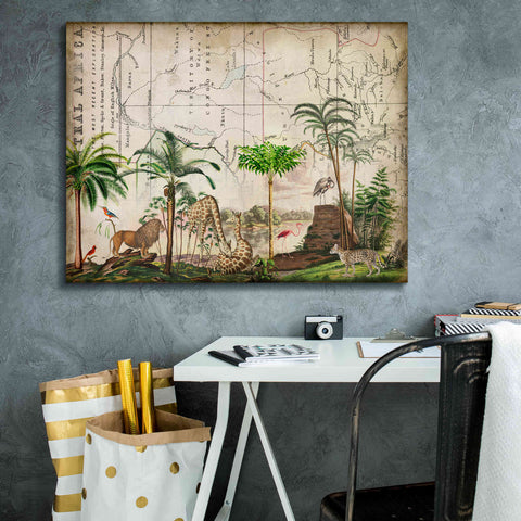 Image of 'Wild Animals Paradise Green' by Andrea Haase Giclee Canvas Wall Art,34 x 26