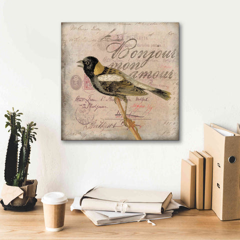 Image of 'Bonjour Mon Amour' by Andrea Haase Giclee Canvas Wall Art,18 x 18