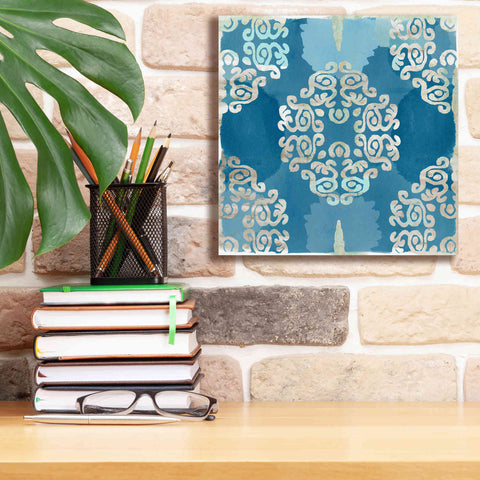 Image of 'Royal Blue Tile III' by Flora Kouta Giclee Canvas Wall Art,12 x 12