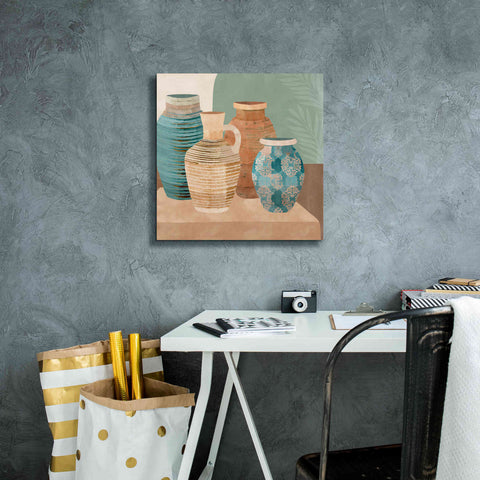 Image of 'Earthenware Pots I' by Flora Kouta Giclee Canvas Wall Art,18 x 18