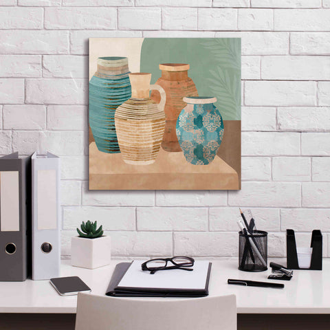 Image of 'Earthenware Pots I' by Flora Kouta Giclee Canvas Wall Art,18 x 18