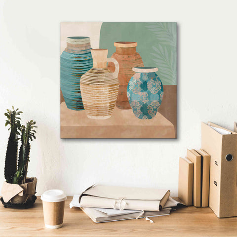Image of 'Earthenware Pots I' by Flora Kouta Giclee Canvas Wall Art,18 x 18