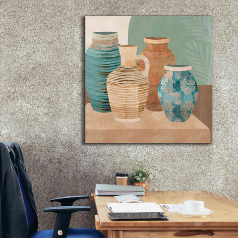 Image of 'Earthenware Pots I' by Flora Kouta Giclee Canvas Wall Art,37 x 37