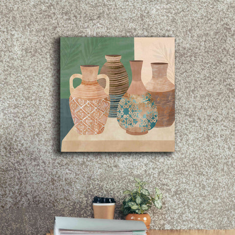 Image of 'Earthenware Pots III' by Flora Kouta Giclee Canvas Wall Art,18 x 18
