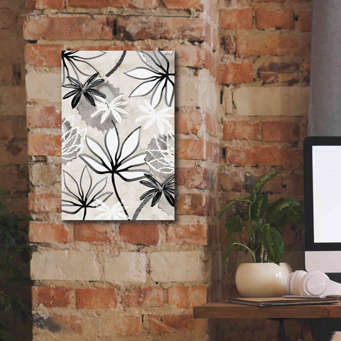 Image of 'Monochrome Flowers I' by Flora Kouta Giclee Canvas Wall Art,12 x 18