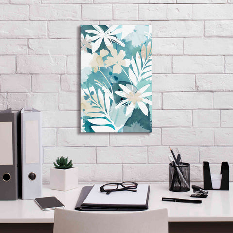 Image of 'Soft Blue Floral I' by Flora Kouta Giclee Canvas Wall Art,12 x 18