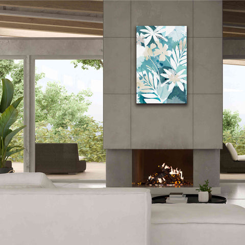 Image of 'Soft Blue Floral I' by Flora Kouta Giclee Canvas Wall Art,26 x 40