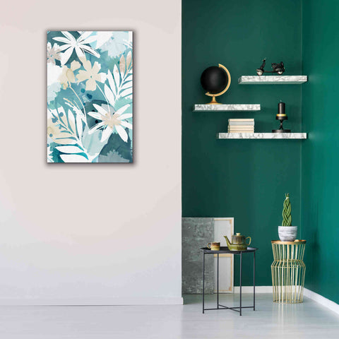 Image of 'Soft Blue Floral I' by Flora Kouta Giclee Canvas Wall Art,26 x 40