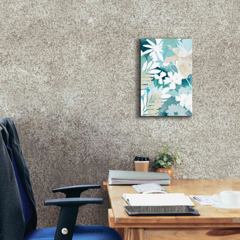 Image of 'Soft Blue Floral III' by Flora Kouta Giclee Canvas Wall Art,12 x 18