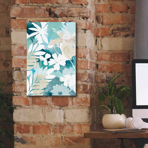 Image of 'Soft Blue Floral III' by Flora Kouta Giclee Canvas Wall Art,12 x 18