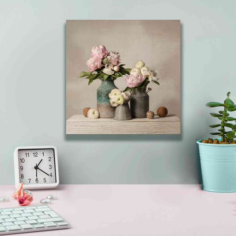 Image of 'Three Spring Blooms' by Leah McLean Giclee Canvas Wall Art,12 x 12