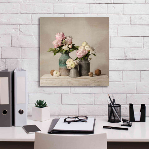 Image of 'Three Spring Blooms' by Leah McLean Giclee Canvas Wall Art,18 x 18