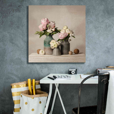 Image of 'Three Spring Blooms' by Leah McLean Giclee Canvas Wall Art,26 x 26