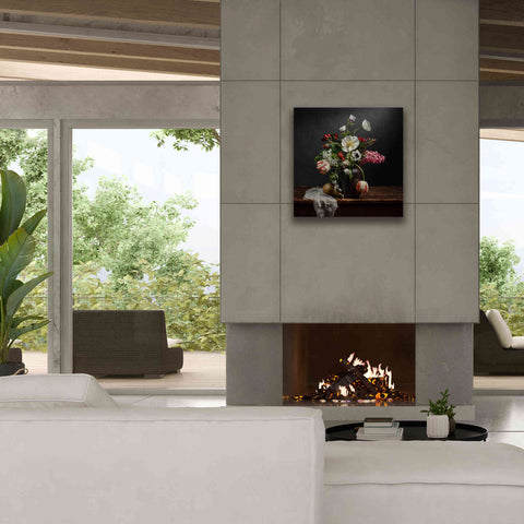 Image of 'Pear And Parrot Tulip Still Life' by Leah McLean Giclee Canvas Wall Art,26 x 26