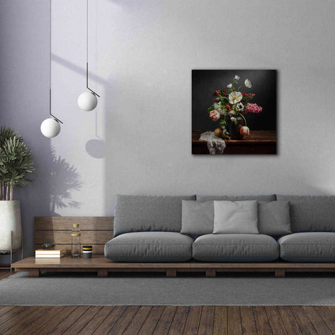 Image of 'Pear And Parrot Tulip Still Life' by Leah McLean Giclee Canvas Wall Art,37 x 37