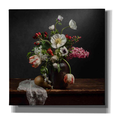 Image of 'Pear And Parrot Tulip Still Life' by Leah McLean Giclee Canvas Wall Art