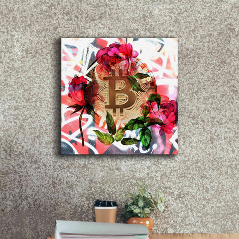 Image of 'Bitcoin Floral Inspiration 1' by Irena Orlov Giclee Canvas Wall Art,18 x 18