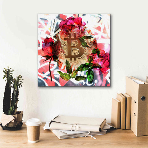 Image of 'Bitcoin Floral Inspiration 1' by Irena Orlov Giclee Canvas Wall Art,18 x 18