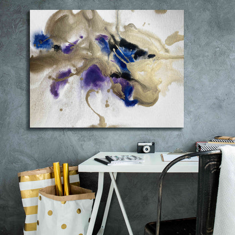 Image of 'Gold In Blue Watercolor Abstract 2' by Irena Orlov Giclee Canvas Wall Art,34 x 26