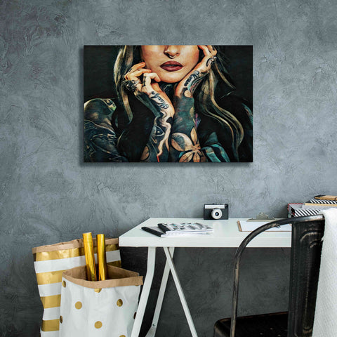 Image of 'Tattooed Temptress' by Ashley Aldridge Giclee Canvas Wall Art,26 x 18